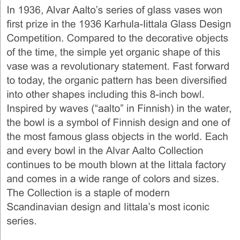 Williams Sonoma Iittala Malja Glass Bowl